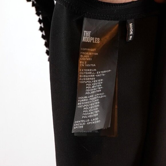 The Kooples Black Midi Slip Dress Embroidered V Neck - M - NWT - Picture 6 of 9